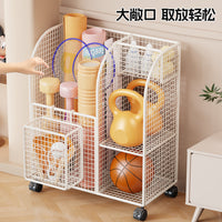 瑜伽垫收纳筐大容量可移动客厅置物架家用健身器材工具整理架子
