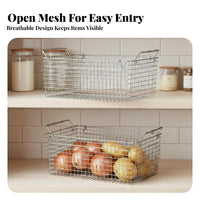 Stackable Wire Basket Set Good Air Ventilation Stackable Grid Container