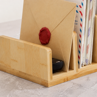 Student Desk Organiser, Pen Pot Desk Organiser with Compartments, Wooden Desk Tidy for Home Office, Vintage Design Wood Pen Pot