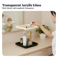 Rotating Makeup Tower Easy to Clean Multi-Compartment cosmetic Station for Bedroom