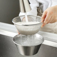 Bowl and Strainer Set with Steel Colander and Drain Basket, 304 Stainless Steel Strainer Bowl, 2-Piece Rice Washing Bowl and Fruit Basket Set