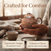 Retro Ruyi Teapot, Aged Rock Mud - Swirl Pattern