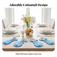 Reusable Easter rabbit Utensil Bag Festive Table Decor rabbitShaped Utensil Pocket adaptable Cutlery Holder Multi-Color Set for Restaurant Owners, Children, Event Planners, Family Gatherings, Home, Birthday Parties