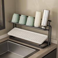 Double Layer Cup Rack Stable Frame 2 Tier Cup Organizer Rust Resistant