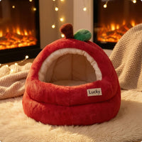 Enclosed Pet Bed Semi-Enclosed Cave Bed Soft Pet Bed with Removable Pad for Kittens, Small Dogs, Living Room, Bedroom