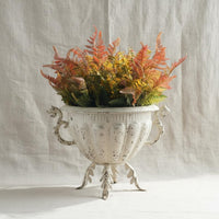 French Style Trophy Vase Ornate Handles Trophy Vase Rustic Distressed Metal Planter for Tabletop