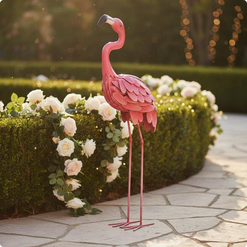 Flamingos Statue Eye-Catching Roseate Bird Ornament Photo Prop for Garden, Wedding