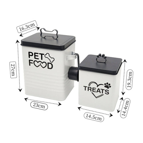 2 Pieces Airtight Pet Food Container Set Galvanized Iron Dog Treat Container