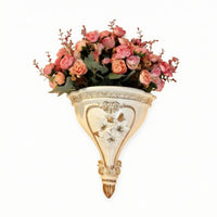 Wall Vase with Floral Relief Embossed Wall Vase Decorative for Entryway