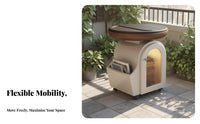 Vintage Aesthetic Mobile Tea Station with Cabinet Multifunctional 2-Tier Service Trolley Sturdy Construction Rolling Trolley Fluted Glass Door for Small Space Dwellers, Office Workers, Balcony, Living Room, Bedroom, Bathroom