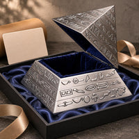 Pyramid Jewelry Box Engraved Pattern Tin Alloy Jewelry Box Open Interior