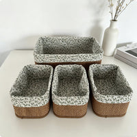 Woven Laundry Basket Rustic Design Rectangular Hamper Carrying Handles