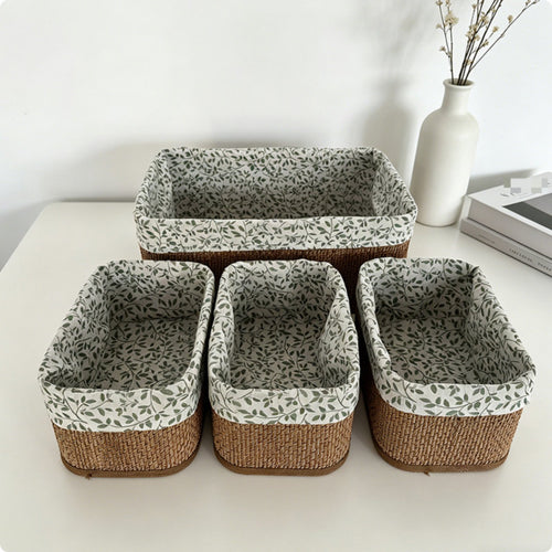 Woven Laundry Basket Rustic Design Rectangular Hamper Carrying Handles