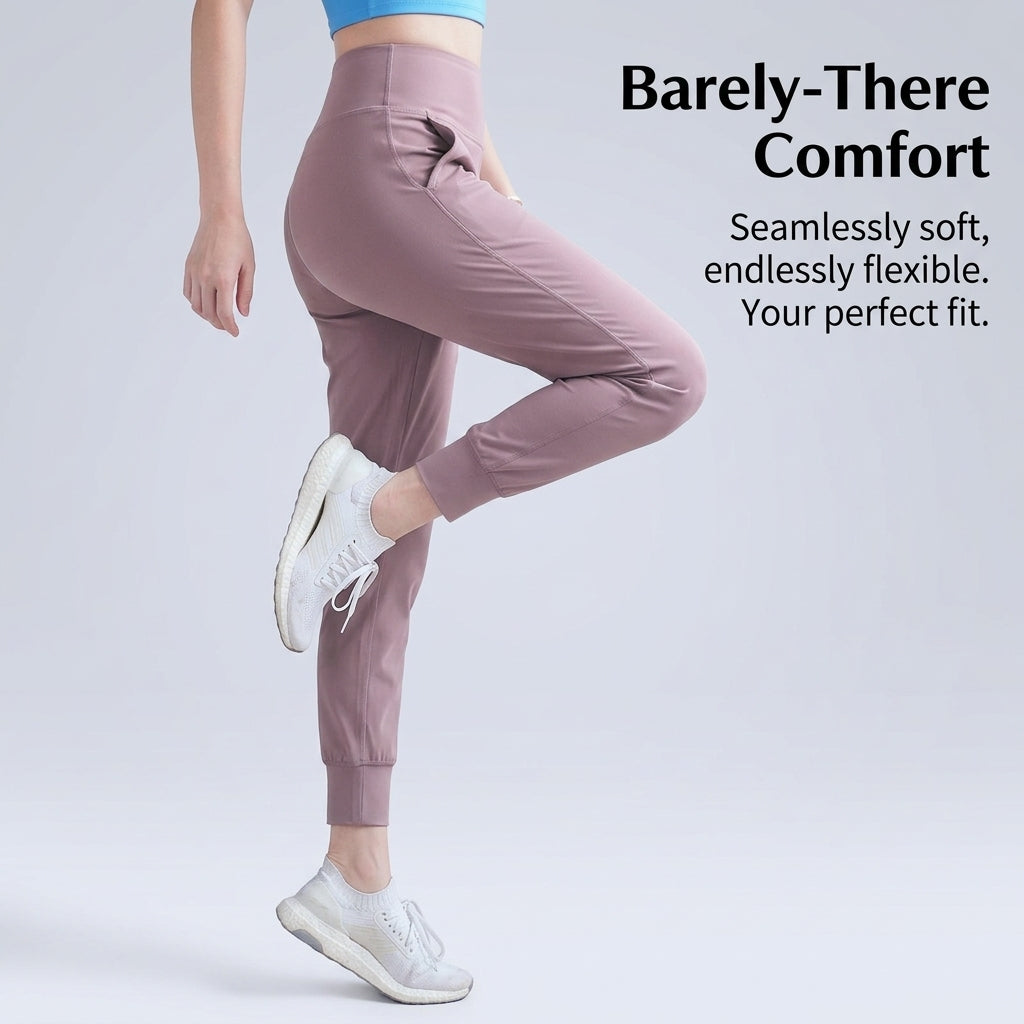 Trousers for Women UK High Waist Joggers with Tapered Ankles, Baggy Tracksuit Bottoms for Gym and Running, Quick Dry Pants