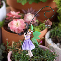 Fairy with Acorn Lantern Stake Glow in the Dark Luminous Fairy Garden Resin Material for Gardeners, Lawn, Patio