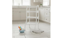 Folding Learning Stand Multifunction Convertible Step Stool Space Saving Wooden Little Helper Stool for Young Children, Kids, Washroom, Home