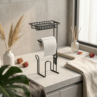 Toilet Tissue Storage Rack Easy Assembly Toilet Paper Holder with Shelf