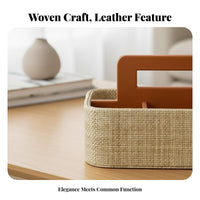 Multi-Compartment Tote with Handle Woven Design Organizer Organizer Versatile