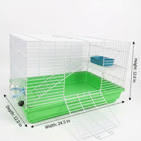 Multi-Level Hamster Cage with External Tunnels, 2 Tier Hamster Cage with Running Exercise Wheel, Metal Wire Dwarf Hamster Cage for Small Pets
