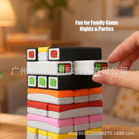 跨境新Sushi Stack Tumble Tower Game寿司叠叠乐游戏积木叠叠乐