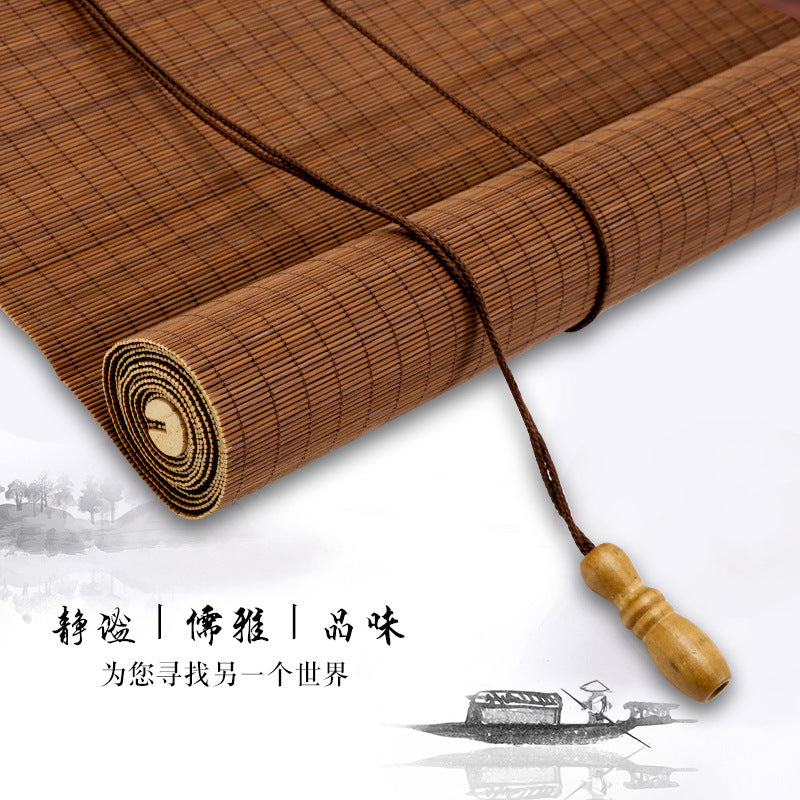 New Chinese Style Bamboo Roller Blind with Lift and Sun Shade, No Drilling