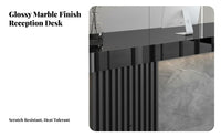 Modern Reception Desk Varnished Surface Ed Finish Minimalist Front Desk Sturdy Construction Retail Cashier Counter for Receptionists, Spa, Boutique