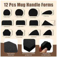Ceramic Tool Set with Wooden Handle Stainless Steel Clay Cutter and 12 Cup Handle Mold Templates