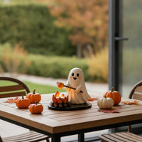 Halloween-Themed Tealight Holder with Figurine Glossy Tealight Holder Seasonal Statue Compact for Tabletop, Mantel