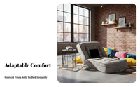 Adjustable Backrest transformable Futon Bed Multi-Functional Single Fold-outward Lounger Space-Saving Floor Sofa Wide Design for Students, Apartment Dwellers, Adults, Living Room, Small Apartments, Bedroom
