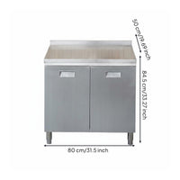 Stainless Steel Sink Cabinet Easy to Clean Freestanding Kitchen Sink Resistant Unified Kitchen Workstation for Landlords, Renters, Garage