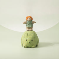 Resin Doll with Animal Base Charming Desk Ornament Compact for Bookshelf