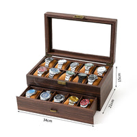 Retro Wood Grain Watch Storage Box with Lid, Multi-Size Display Case