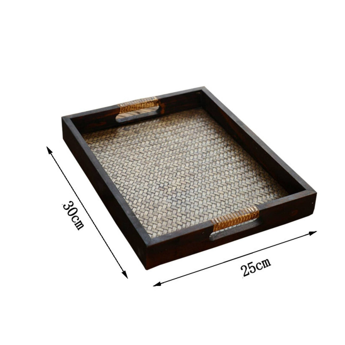 Handwoven Bamboo Tray Retro Design Rattan Tea Tray Natural Wood for Beauty Salon