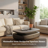 2 Pieces Oval Coffee Table and TV media stand pair Minimalist furniture design Room Furniture Contemporary & look Rounded Edges