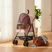 Foldable Pet Stroller Ventilated Lightweight Pet Stroller Cup Holder for Travel