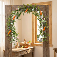 Carrot and Egg Vine Flexible Design Easter Garland Easy to Hang Easter Egg Garland for DIY Crafters, Families, Table Centerpiece, Doorway, Mantelpiece