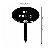 Wrought Iron Warning Sign Heavy Duty Yard Stake Cut Outdoor Signage for Garden