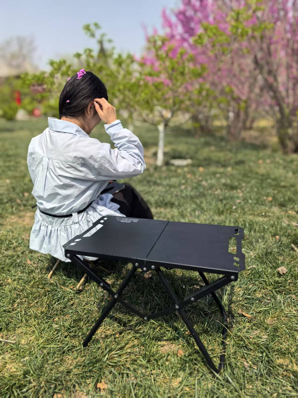 Tactical Folding Table with Lamp Stand and Storage Bag