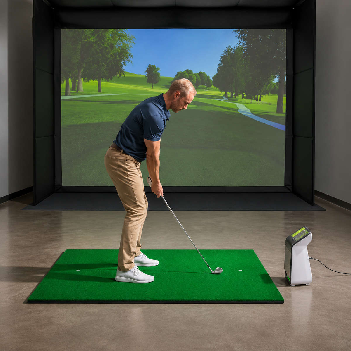Golf Practice Equipment, Home Practice Simulator, 90cm, Driver Compatible, Thick EVA Mat, Indoor & Outdoor Use