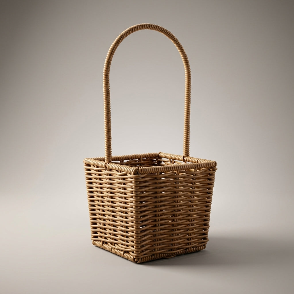 Plant Pots for Indoor Hanging Basket Display, Rectangular Storage Basket with Fixed Arch Handle, Handwoven Wall or Gift Basket