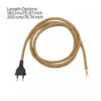 Europlug Power Cord Stripped Wire Ends Braided Lamp Cord Electrical Accessory Rustic
