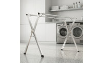 Stainless Steel Laundry Drying Rack Foldable Folding Drying Rack Extendable Clothes Horse Double Rod for Balcony