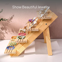 Hardwood Jewelry Display Stand with Tiered Steps, Detachable