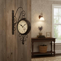 Double-Sided Wall Clock Easy to Read House Decoration for Living Room, Patio