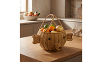 Handwoven Storage Basket with Handle | Portable, Imitation Rattan Basket, for Playroom