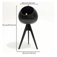 Spherical Trash Bin with Legs Modern Elevated Trash Can Raised Garbage Can with Lid Ribbed for Bathroom