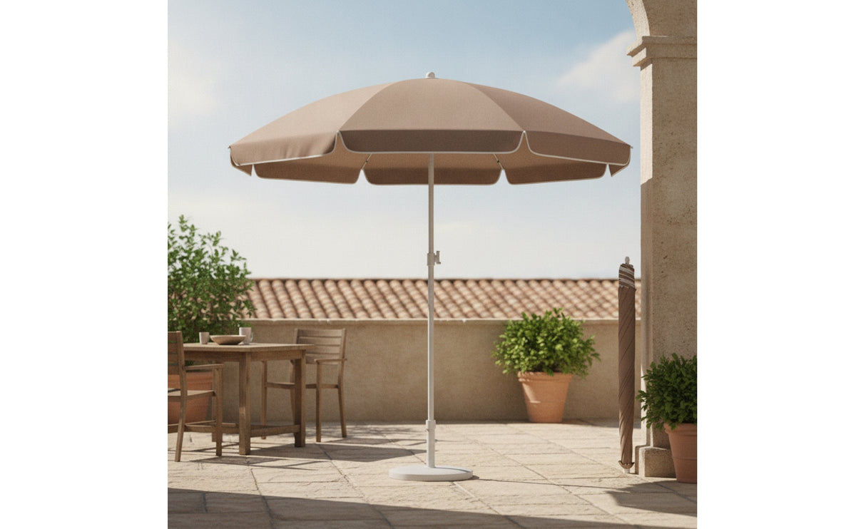 Patio Parasol with Pointed Stake Black-Coated Straight Pole Umbrella with Rounded Cover Top Base Outdoor Patio Umbrella for Homeowners, Market Stalls