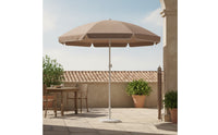 Patio Parasol with Pointed Stake Black-Coated Straight Pole Umbrella with Rounded Cover Top Base Outdoor Patio Umbrella for Homeowners, Market Stalls