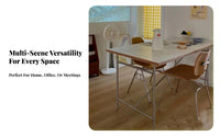 Modernist design aesthetic Long Rectangular Table utilitarian Design Trestle Leg Dining Table sturdy Wood Top Household Furniture Minimalist visual design aesthetic for Home Workers, Homeowners, Families, Meeting Room, Kitchen