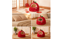 Enclosed Pet Bed Semi-Enclosed Cave Bed Soft Pet Bed with Removable Pad for Kittens, Small Dogs, Living Room, Bedroom